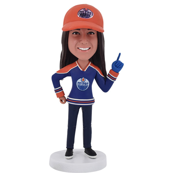 Custom bobblehead with Edmonton Oilers hockey jersey