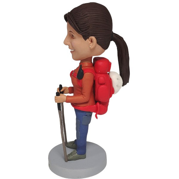 Personalized female Hiker Bobblehead Hiking