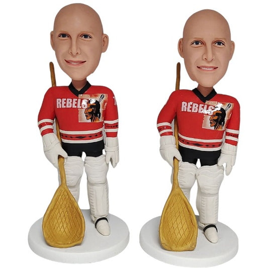 Custom Hockey Goalie Bobblehead with stick