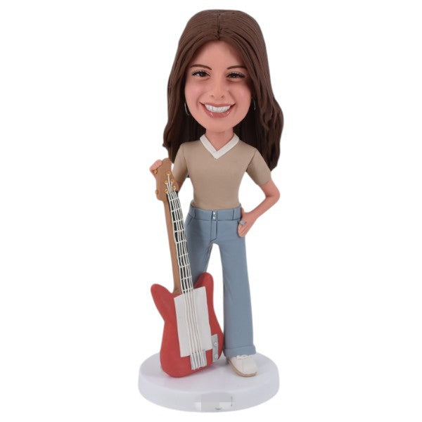 Female Guitar Player Bobblehead Custom Guitarist