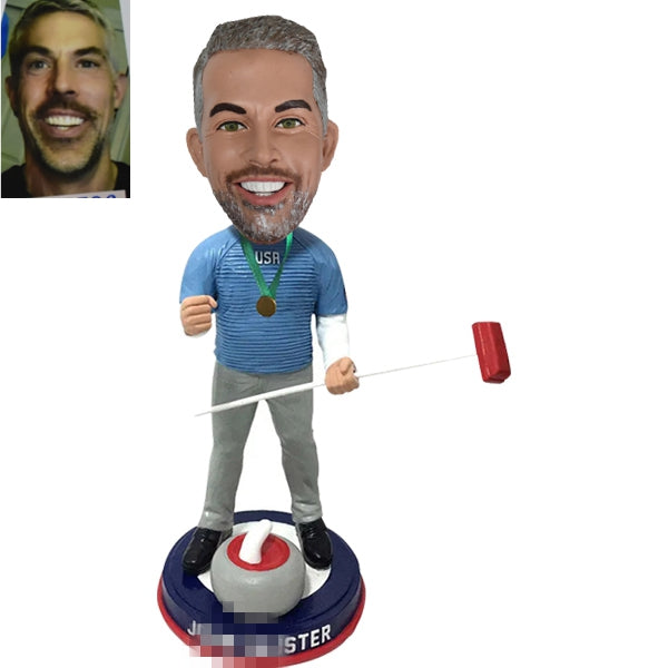 Personalized Curler Custom Curling Bobblehead