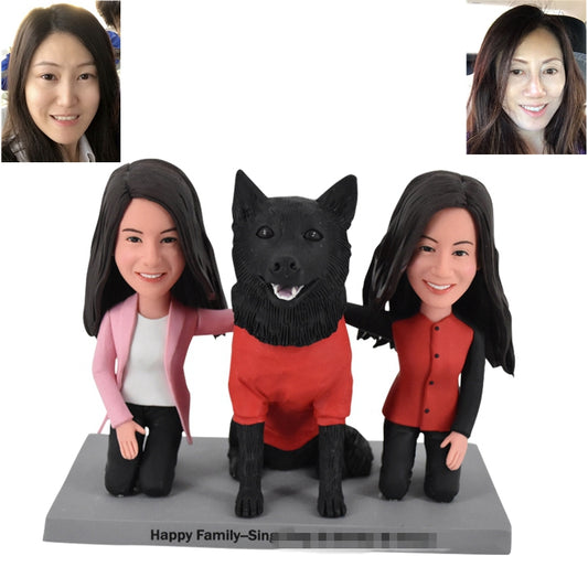 Two Women Bobblehead with their Big Dog