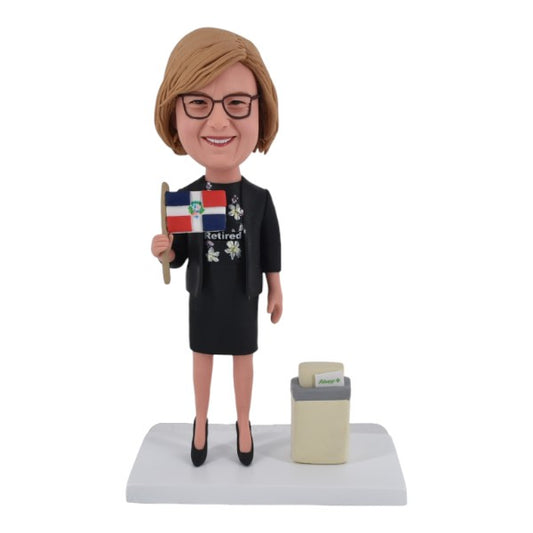 Custom Bobblehead holding Dominican Republic flag