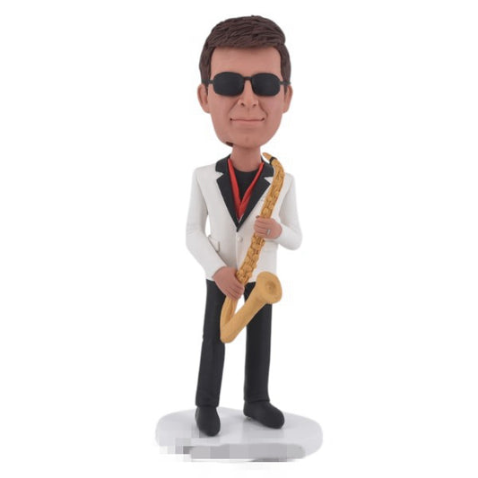 Custom Bobblehead playing saxophone