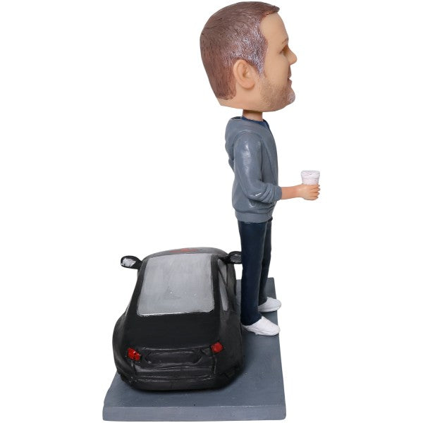 Custom Bobblehead standing by Tesla