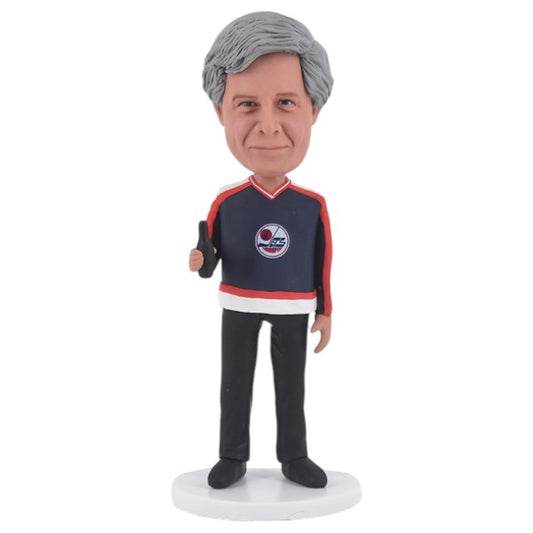 Custom Bobblehead wearing NHL Winnipeg jets jersey