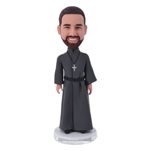 Custom Catholic Priest Bobblehead with cross necklace religious gift