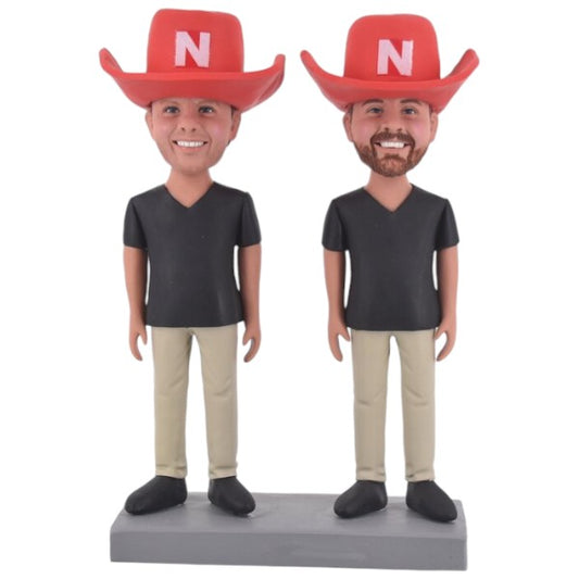 Custom Double Bobble head of two people on the same base