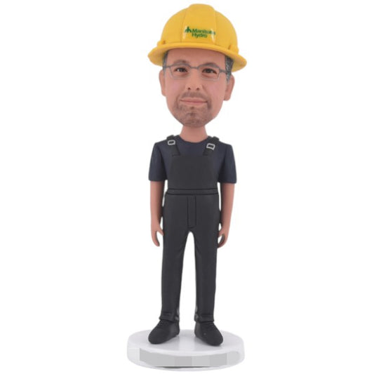 Custom Engineer Bobblehead with yellow hard hat