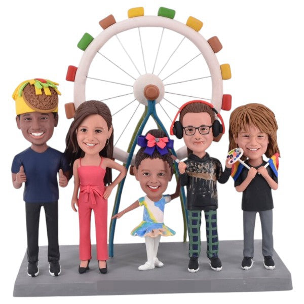 Custom Family Bobblehead Before the CA Ferris Wheel