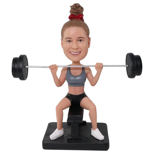 Custom Female Weightlifter Bobblehead showing muscles