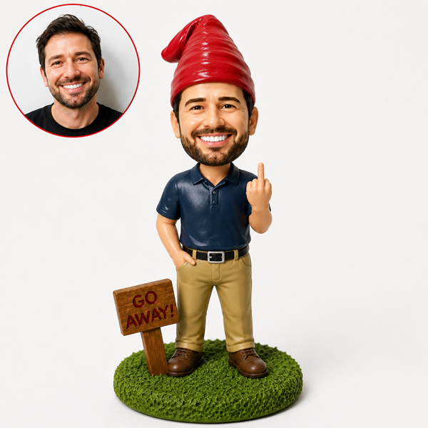 Custom Garden Gnome Bobblehead with middle finger