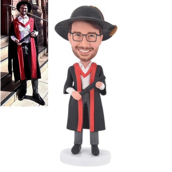 Custom Graduation Bobblehead holding certificate personalized graduate from photo