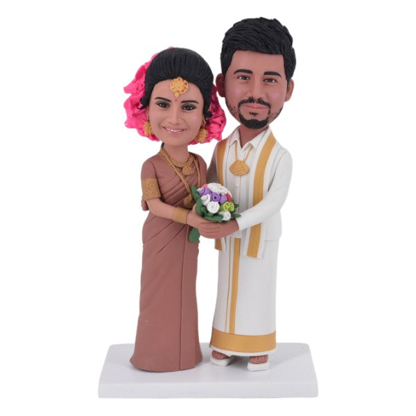 Custom Indian Wedding Bobblehead with saree and Jada Veni wedding gift idea