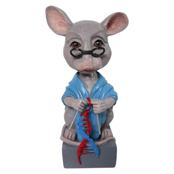 Custom Mascot cartoon Bobblehead laboratory mouse with glasses in blue ...
