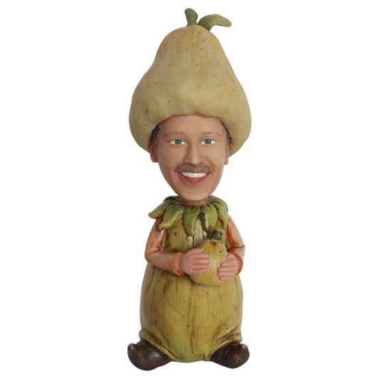 Custom Pear-Shaped Bobblehead holding fruit
