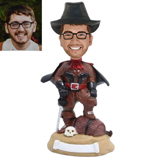 Custom Pirate Bobblehead doll wearing handsome hat