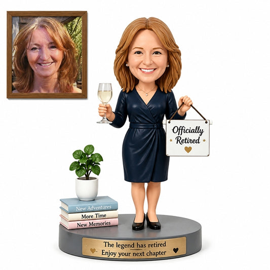 Custom Retirement Bobblehead officially Retired gift for Women