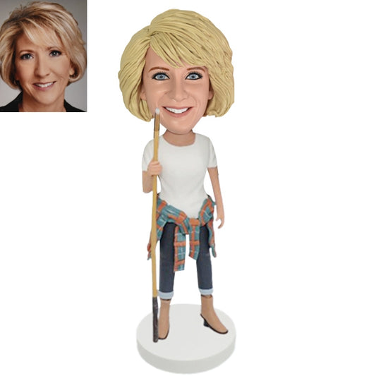 Female Billiards Bobblehead Custom