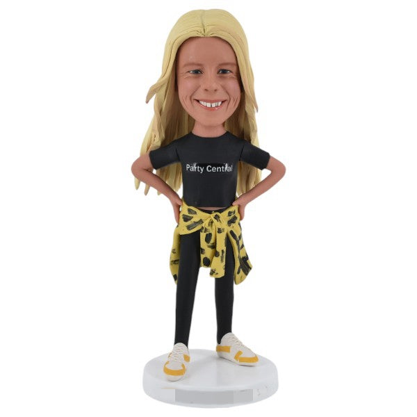 Custom casual Bobblehead with jacket around waist