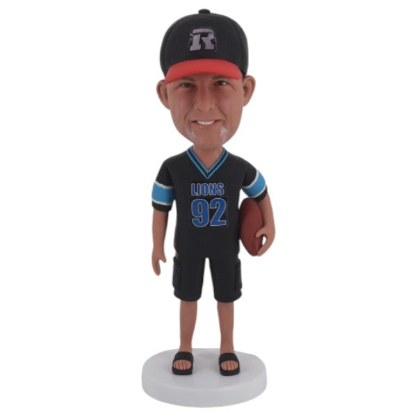 Custom football coach Bobblehead in Detroit Lions jersey