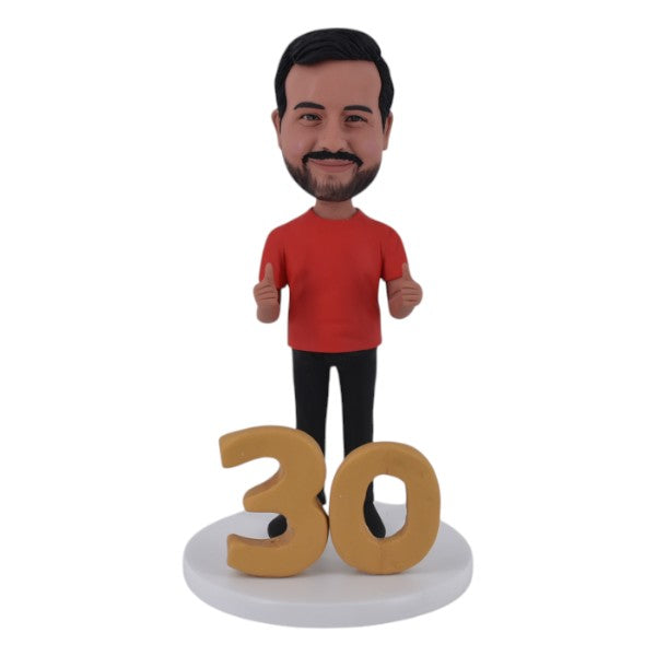 Customized 30th Birthday Bobblehead Custom with thumbs up  