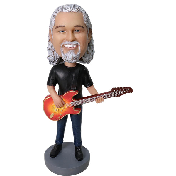 Personalized Bobblehead playing guitar from photo