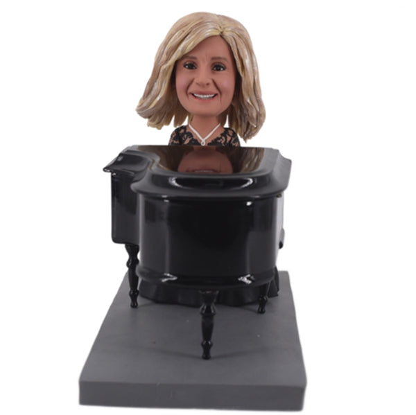 Custom Female Pianist Bobblehead Playing Piano