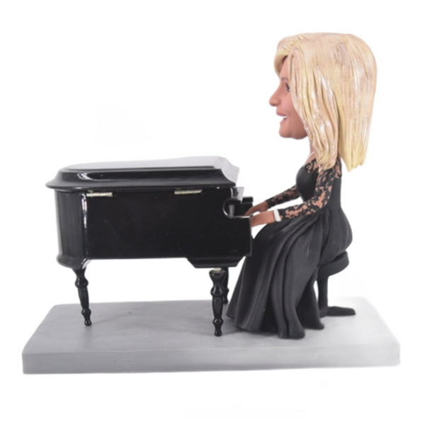 Custom Female Pianist Bobblehead Playing Piano