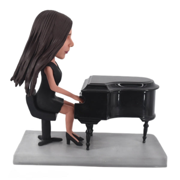Custom Female Pianist Bobblehead Playing Piano