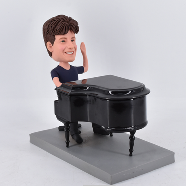 Custom Pianist Bobblehead Playing Piano