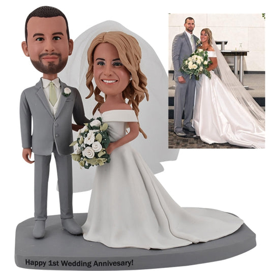 Custom Wedding Bobblehead Cake Topper from Photo