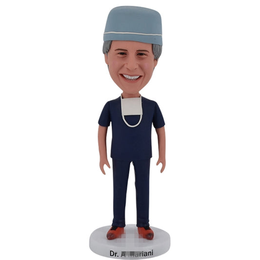 Custom Doctor Bobble Head with Surgeon Cap Cardiologist