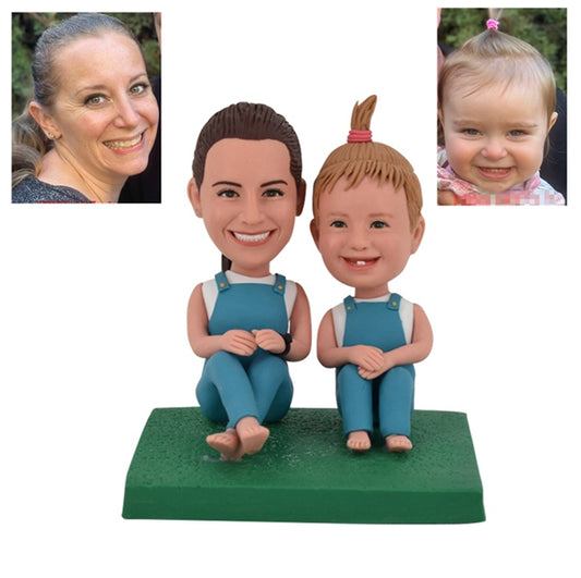 Custom Bobbleheads Sitting Mother and Baby for Mother's Day