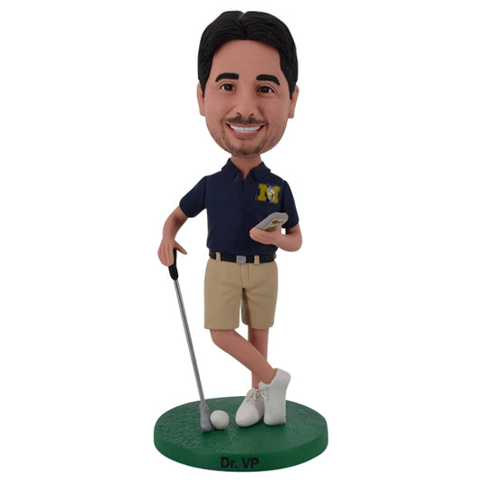 Custom golf Bobblehead with cellphone