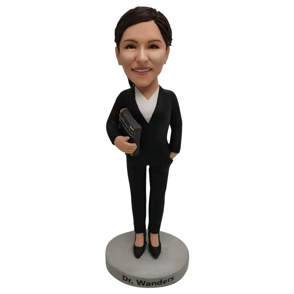 Custom Female CEO Bobblehead BOSS holding book