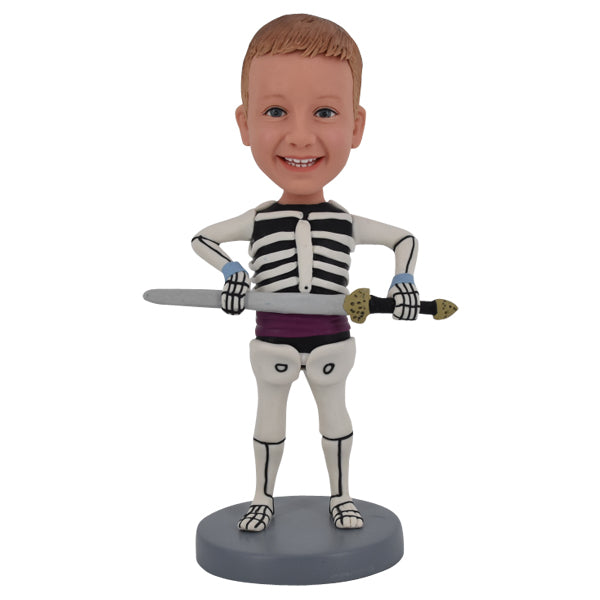 Day Of The Dead Sugar Skull Lead Singer Bobblehead - White Skeleton Figurine, 7 Inches Tall