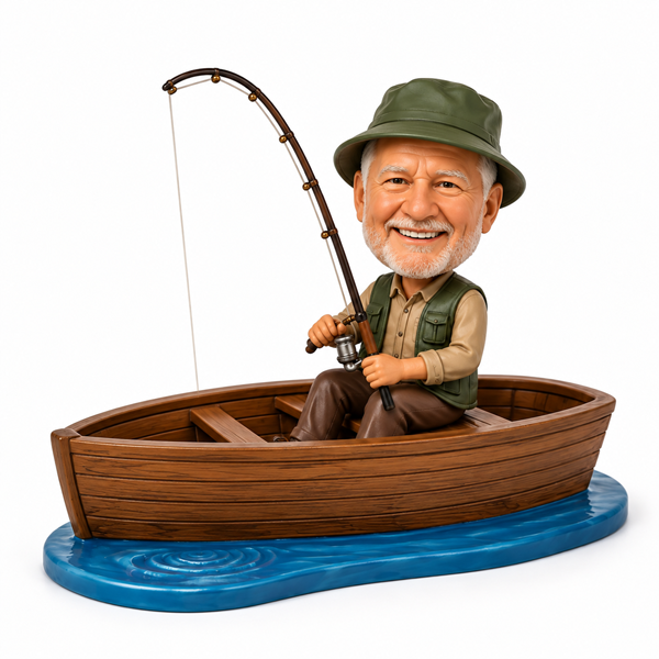 Fishing Bobblehead Custom Fisher in boat