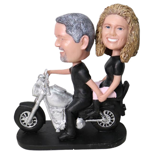 Couple Bobblehead on Harley Davidson Custom Motorcycle