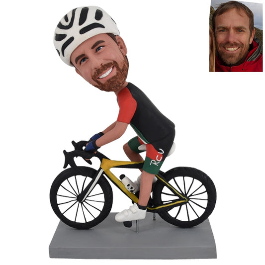 Custom Cyclist Bobblehead with bike