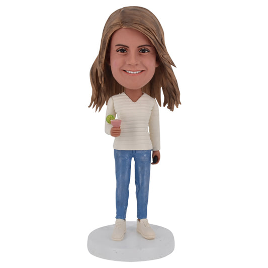 Custom Bobblehead Holding Cocktail or Martini