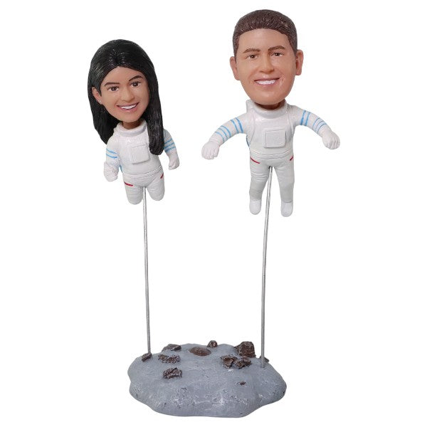 Personalized Astronaut Couple Bobblehead Spacewoman and Spaceman