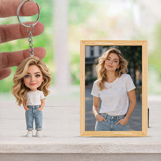 Personalized Bobblehead Customized Keychain from your photo
