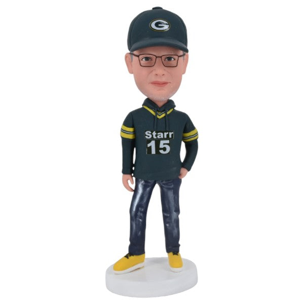 Personalized Bobblehead Custom sports fan in Green Bay jersey