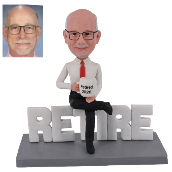 Personalized Retirement Bobblehead Retired Boss holding coffee