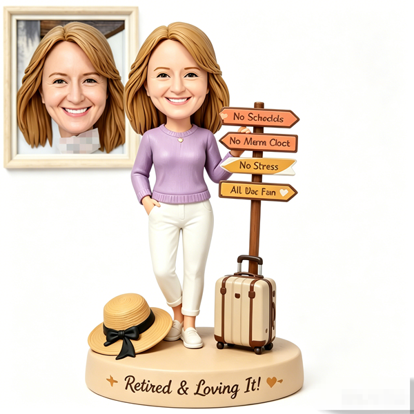 Custom Retirement Bobblehead officially Retired gift for Women