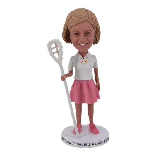 Personalized lacrosse girl Bobble Head sports fans gift