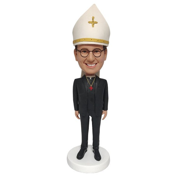 Personalized priest Bobblehead Custom catholic bishop wearing hat