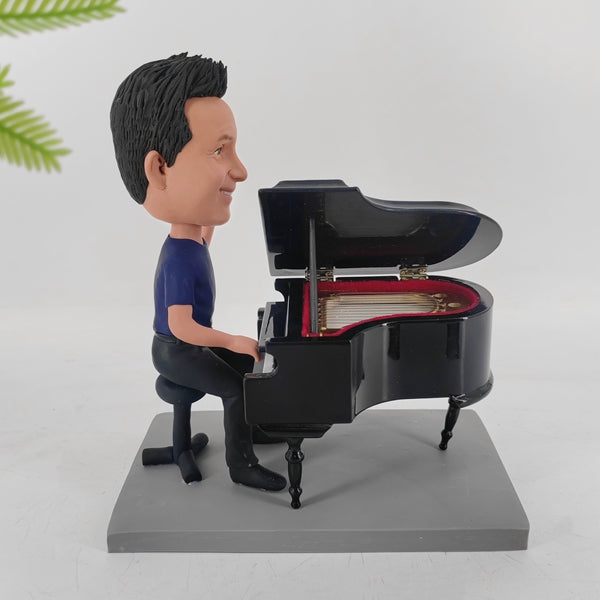 Custom Pianist Bobblehead Playing Piano