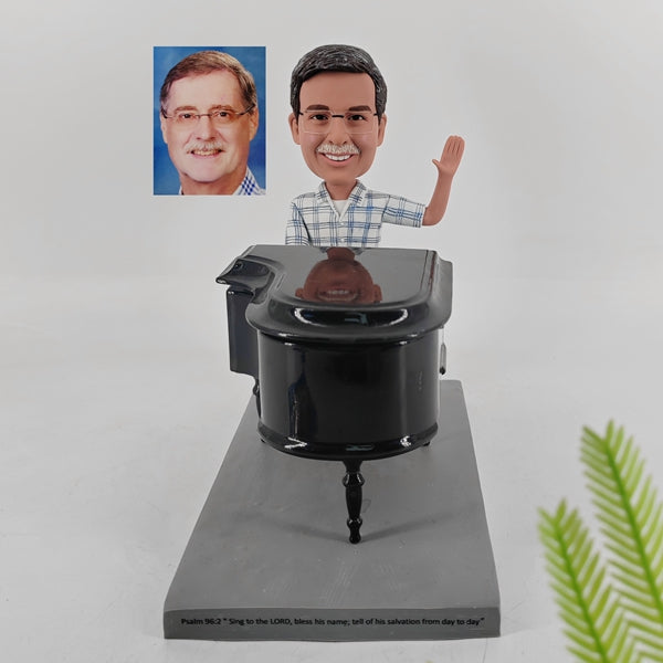 Custom Pianist Bobblehead Playing Piano